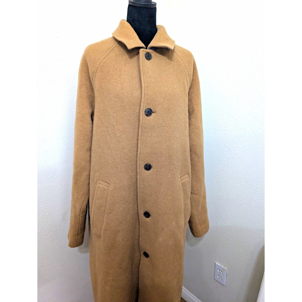 GAP Men's Medium Camel Brown Recycled Wool Blend Long Overcoat Car Coat